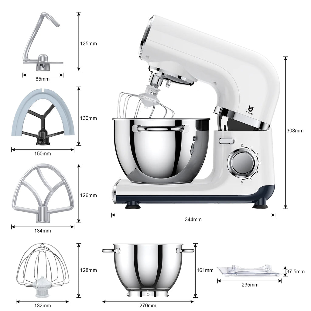 6 Adjustable Speeds Electric Stand Mixer with 4.2 QT Stainless Steel Bowl H79755