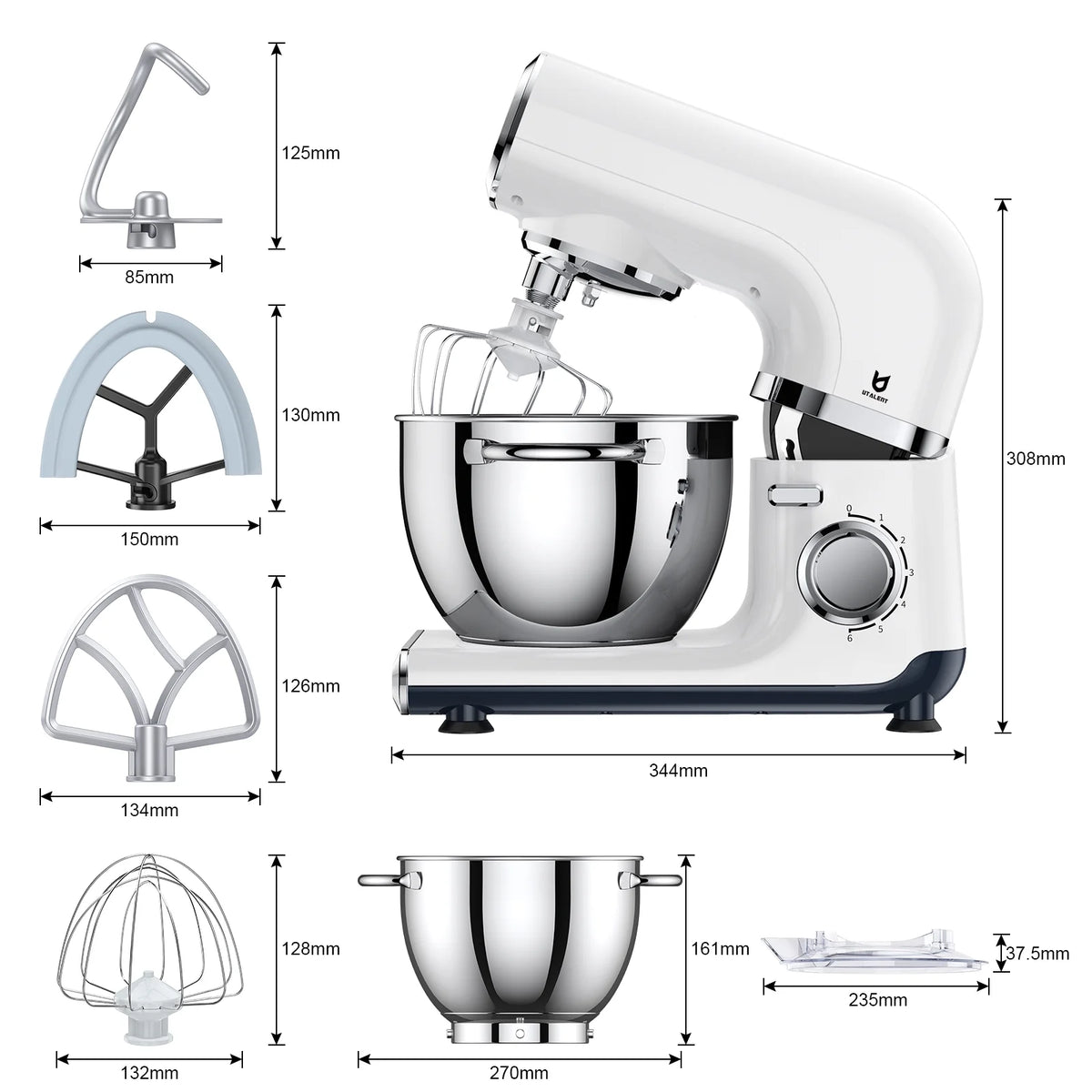 6 Adjustable Speeds Electric Stand Mixer with 4.2 QT Stainless Steel Bowl H79755