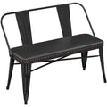 Black Metal Dining Bench with Upholstered Seat W3393