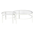White Glass Round Nested Coffee Table Set of 2 Z334526