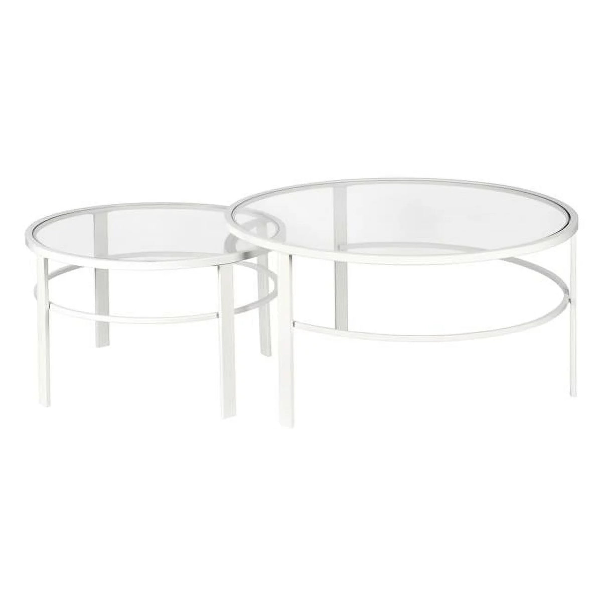 White Glass Round Nested Coffee Table Set of 2 Z334526