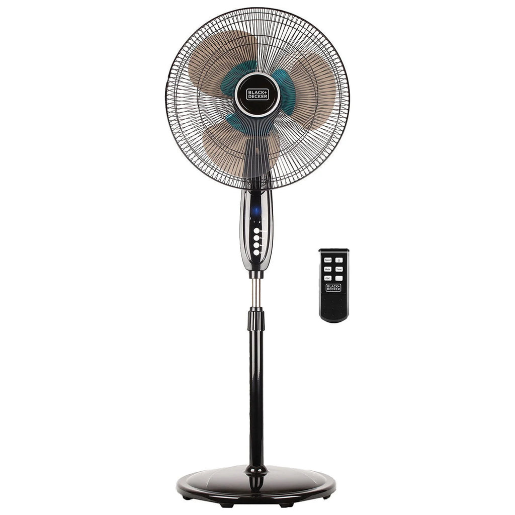 Black 3-Speed Oscillating Stand Fan with Remote I489