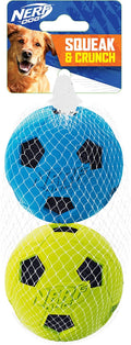 Blue and Green 3 Inch Dog Soccer Ball Toy Two Pack I7407