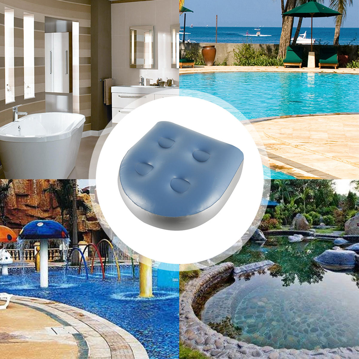 Spa and Hot Tub Booster Seat Pad with Suction Cup, Back Support Bath Spa Pad Soft Inflatable Massage Cushion J50132