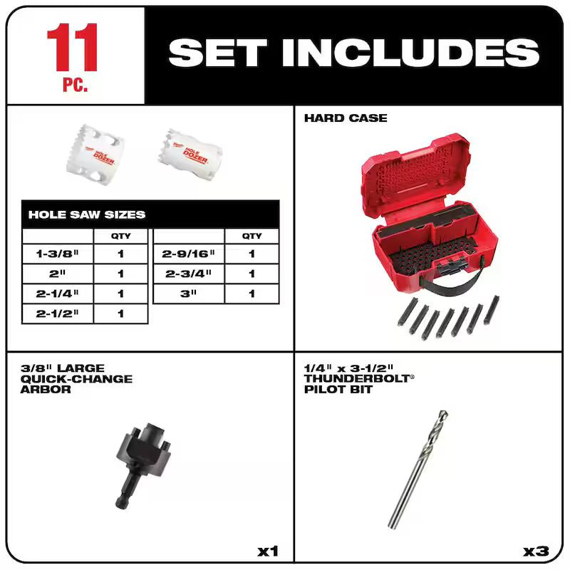 18-V Li-Ion Brushless Cordless Hammer Drill/Impact Driver Combo Kit (2-Tool) with Bi-Metal Hole Saw Set (11-Piece) D909370