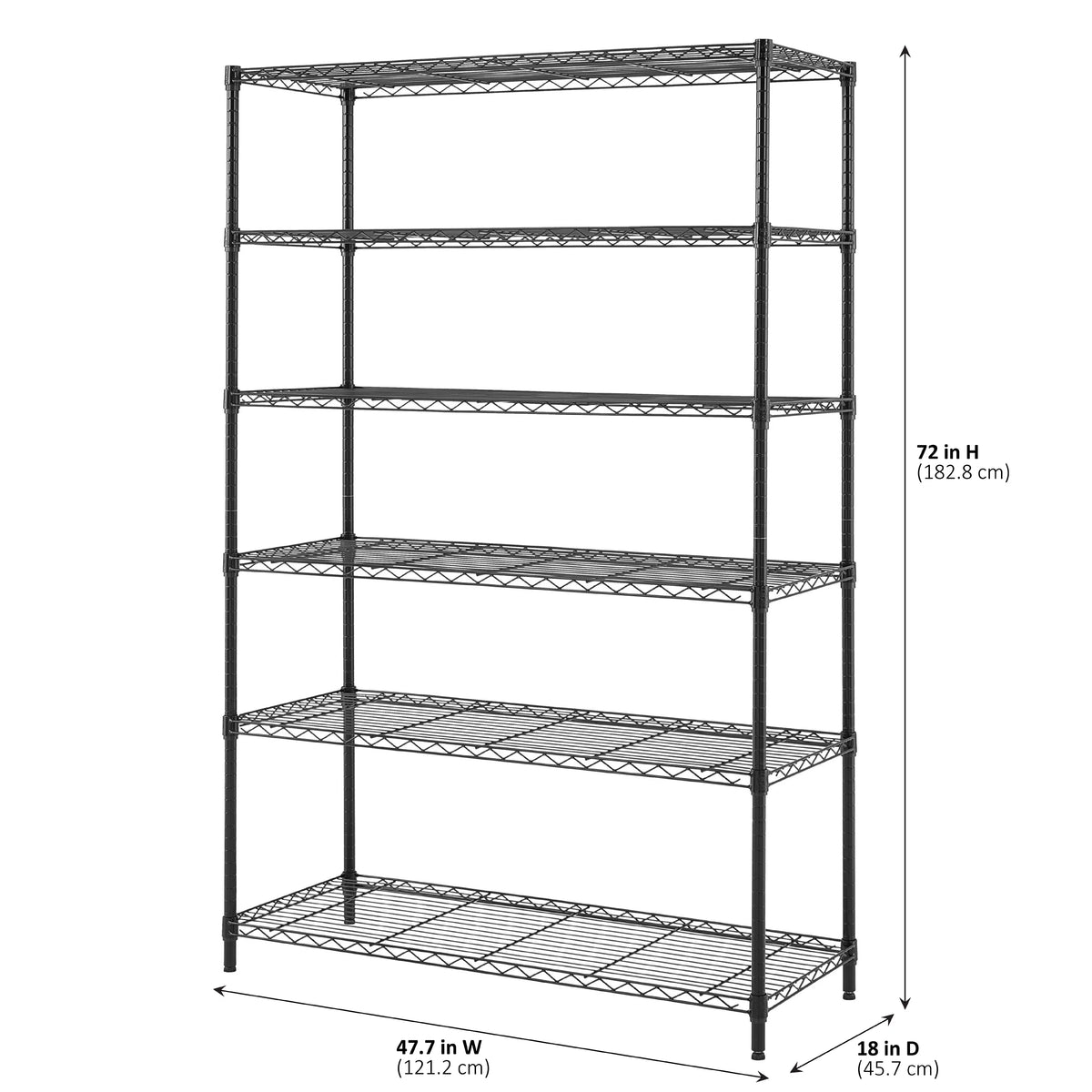 Steel 6-Tier Storage Shelf Unit Black F3640