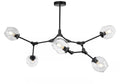 5-Light Clear Glass Linear Chandelier in Black Finish E46462