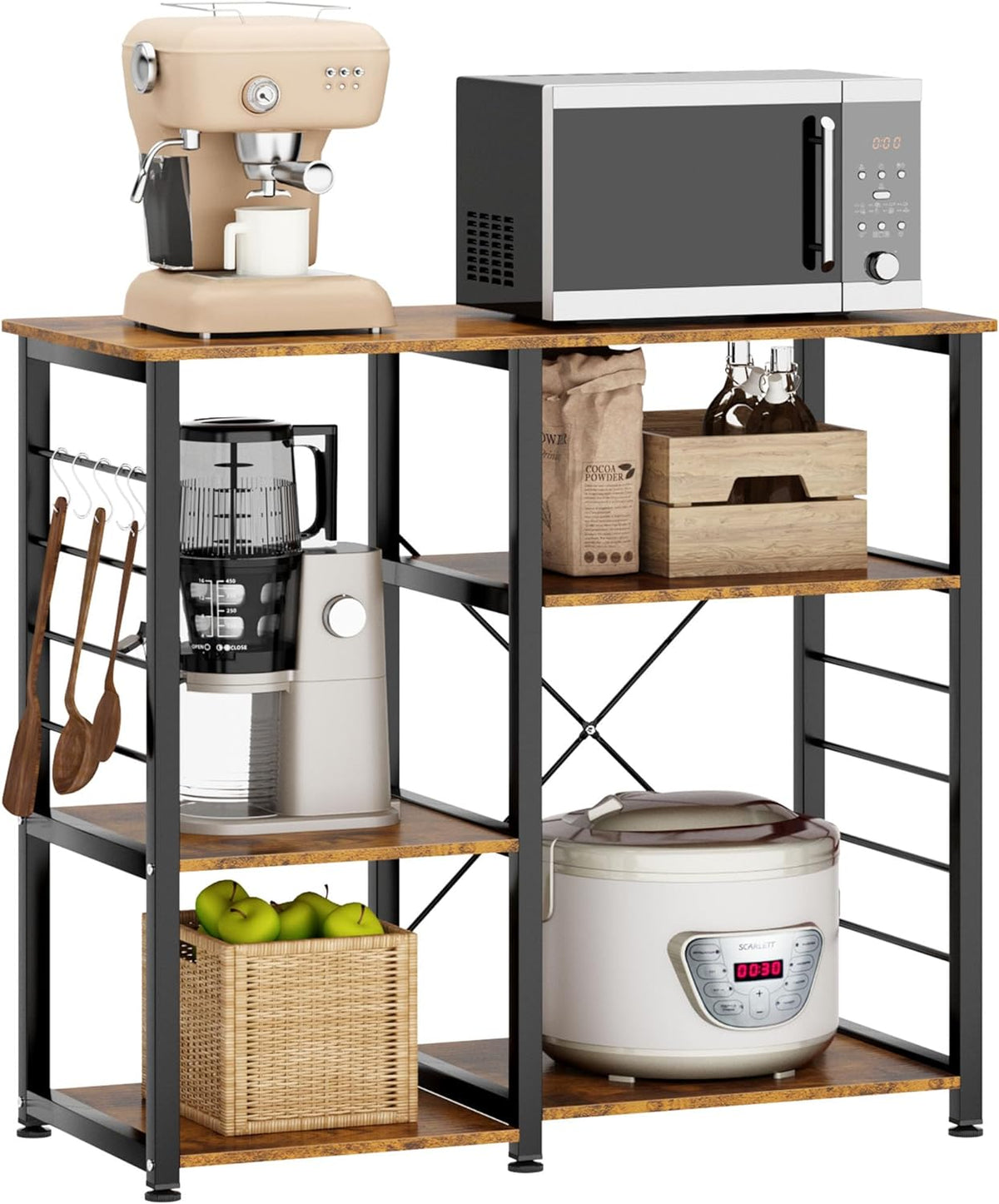 Rustic Brown Kitchen Storage Cart Workstation Shelf Y213293
