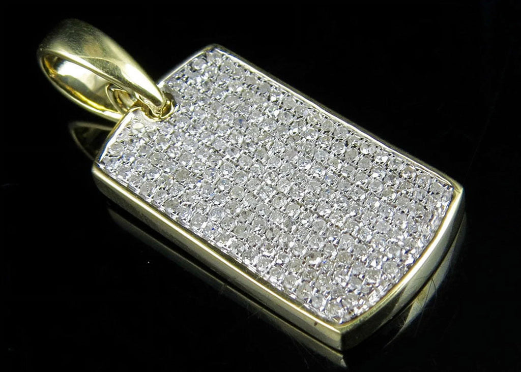 10K Yellow Gold Dogtag Diamond Pendant with 10K Franco Chain E954