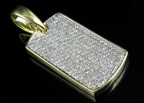 10K Yellow Gold Dogtag Diamond Pendant with 10K Franco Chain E954