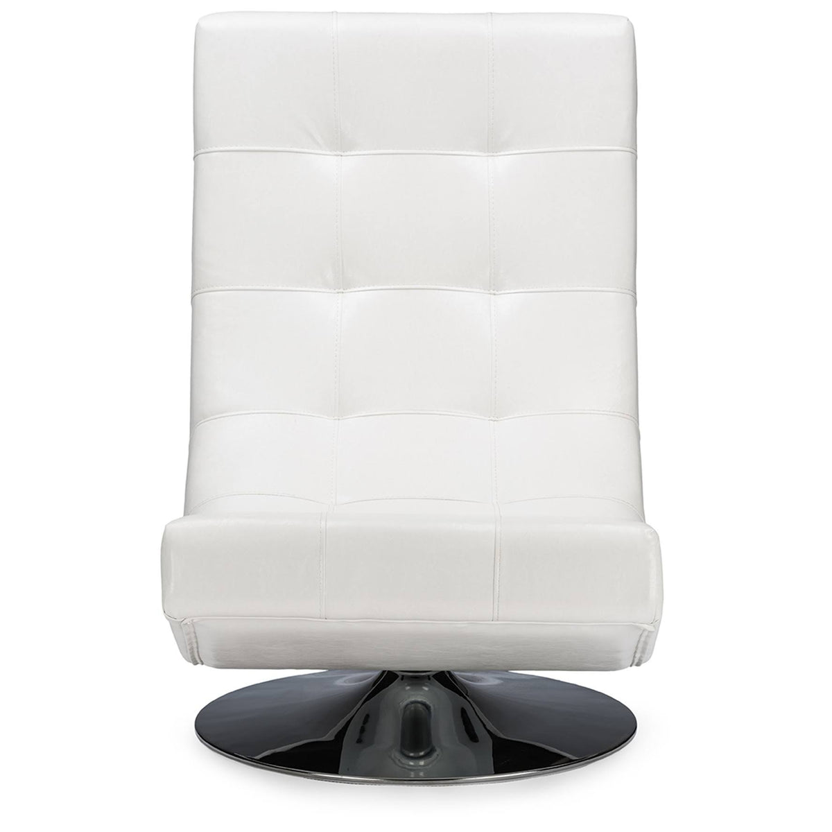 White Faux Leather Swivel Chair with Metal Base S4547