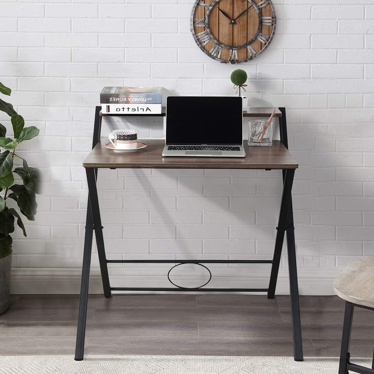 Computer Desk with Storage Shelf, Oak White, 39.4x18.9x35.4in, Pack of 2 P475