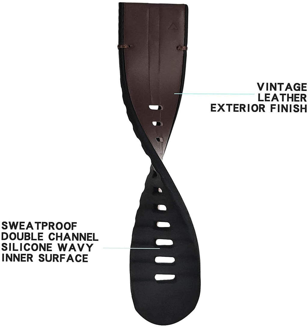 26mm Genuine Leather Hybrid Silicone Watch Band F554