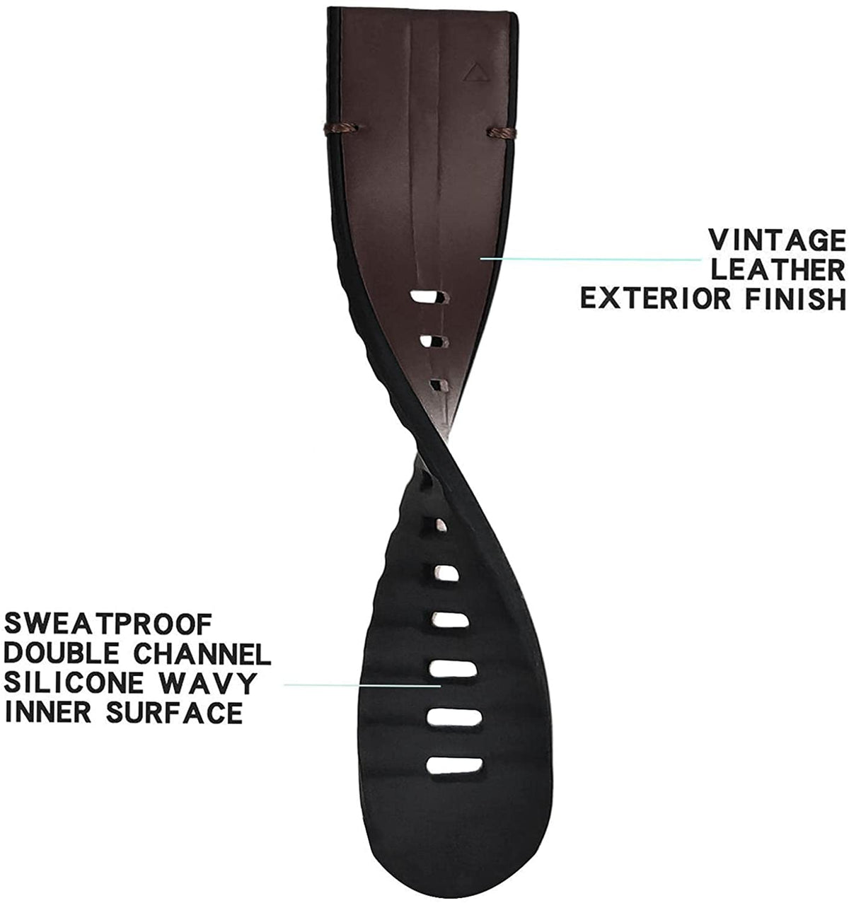 26mm Genuine Leather Hybrid Silicone Watch Band F554