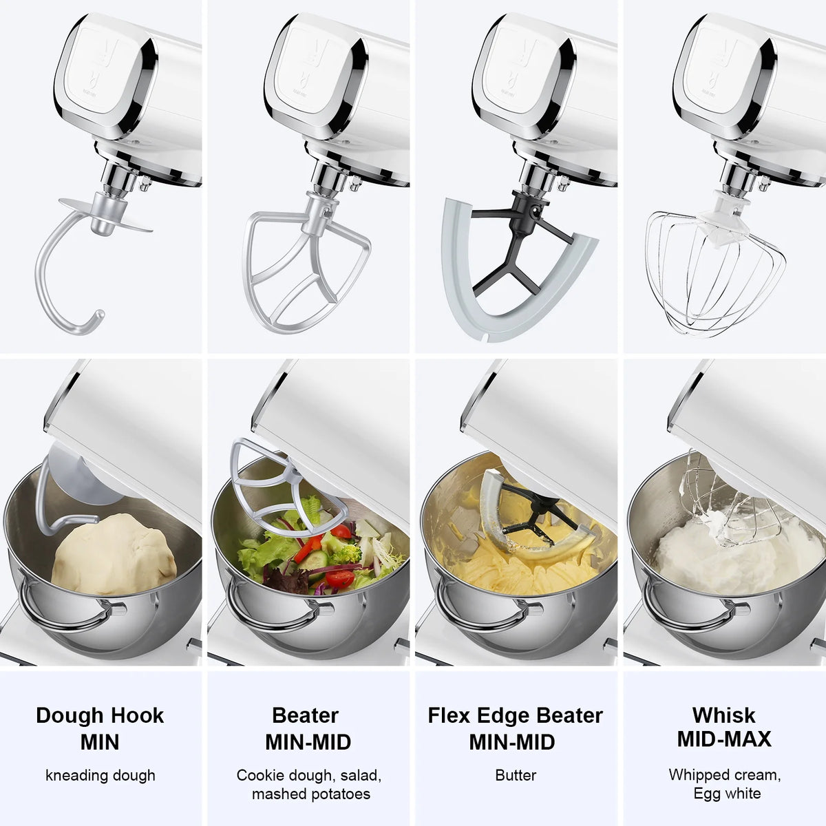6 Adjustable Speeds Electric Stand Mixer with 4.2 QT Stainless Steel Bowl H79755