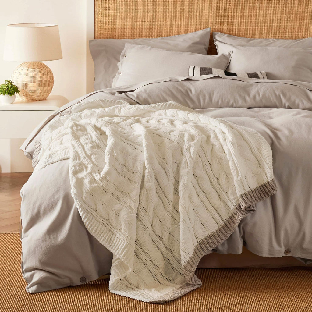 Chenille Chunky Knit Throw Blanket B556814
