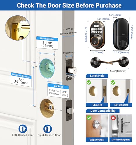 Oil Rubbed Bronze Keyless Entry Door Lock with 2 Lever Handles T595767