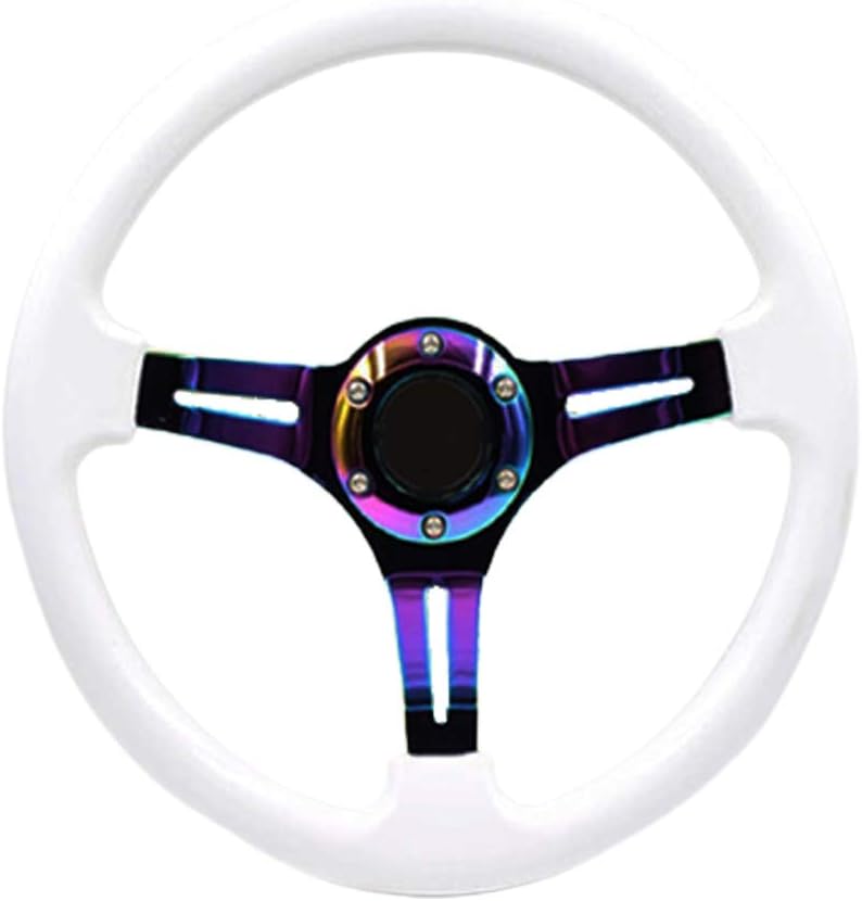 14 inch Car Racing Steering Wheel Deep Dish ABS with Horn White R243