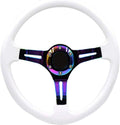 14 inch Car Racing Steering Wheel Deep Dish ABS with Horn White R243