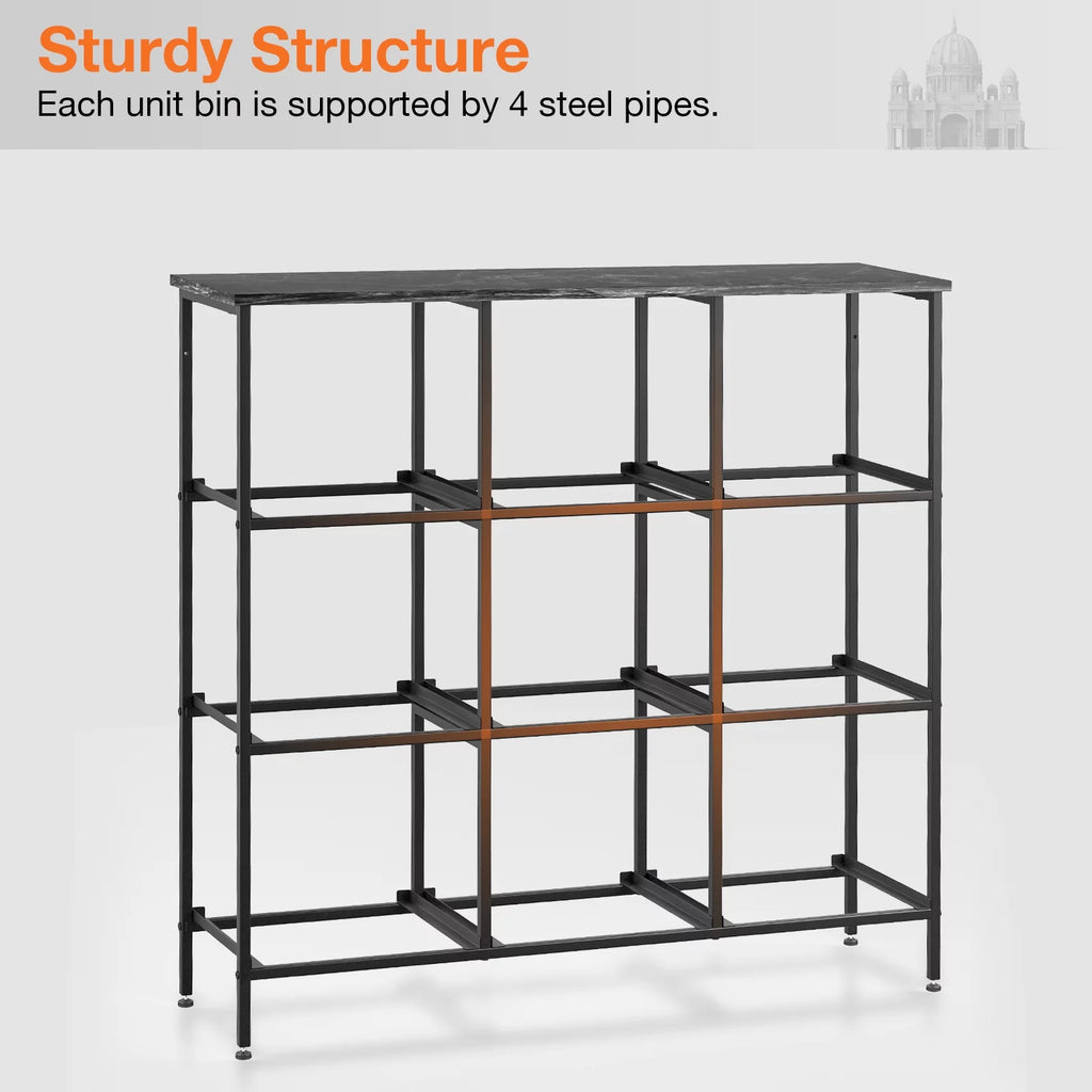 Black 9 Drawer Dresser with Steel Frame and Wood Top Z989