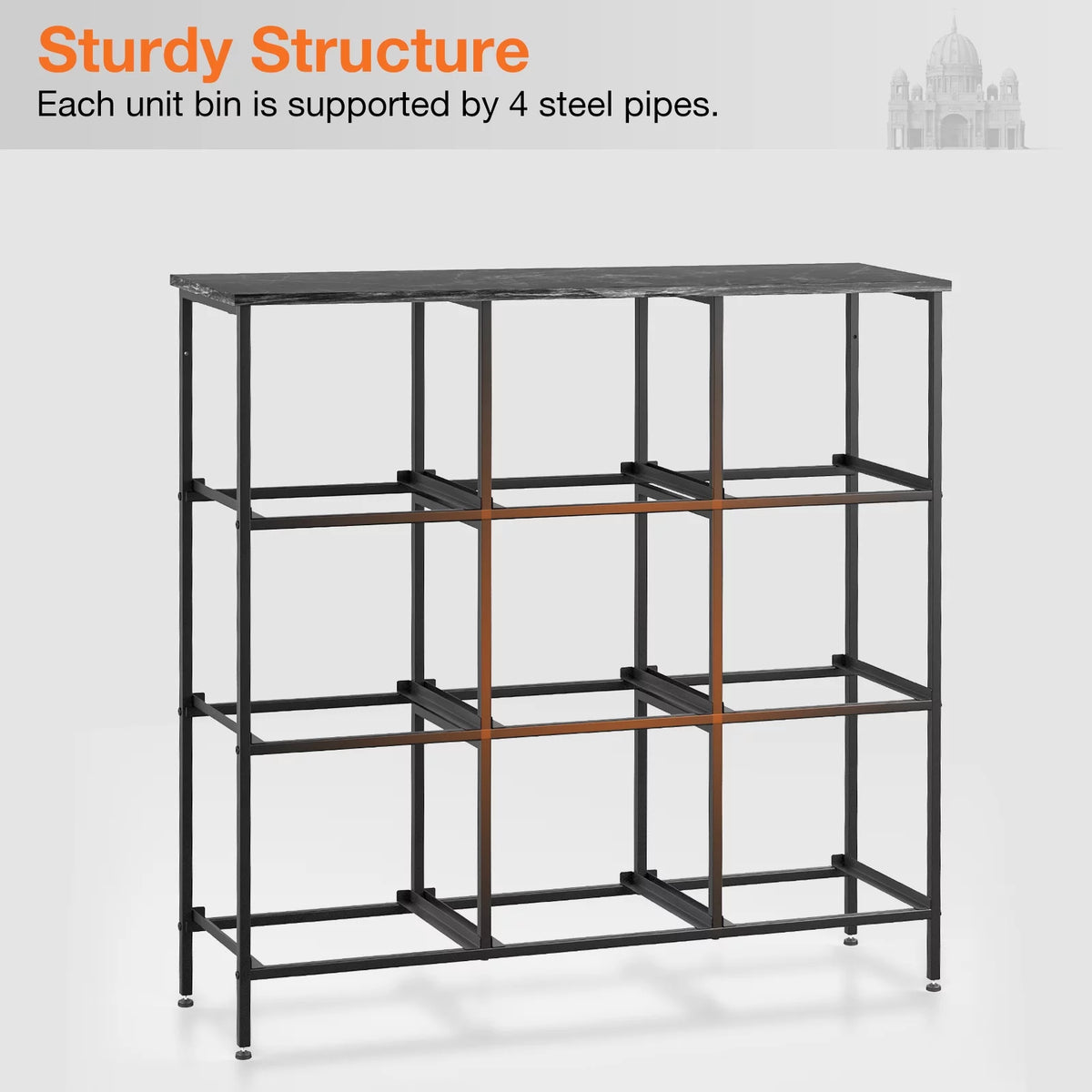 Black 9 Drawer Dresser with Steel Frame and Wood Top Z989