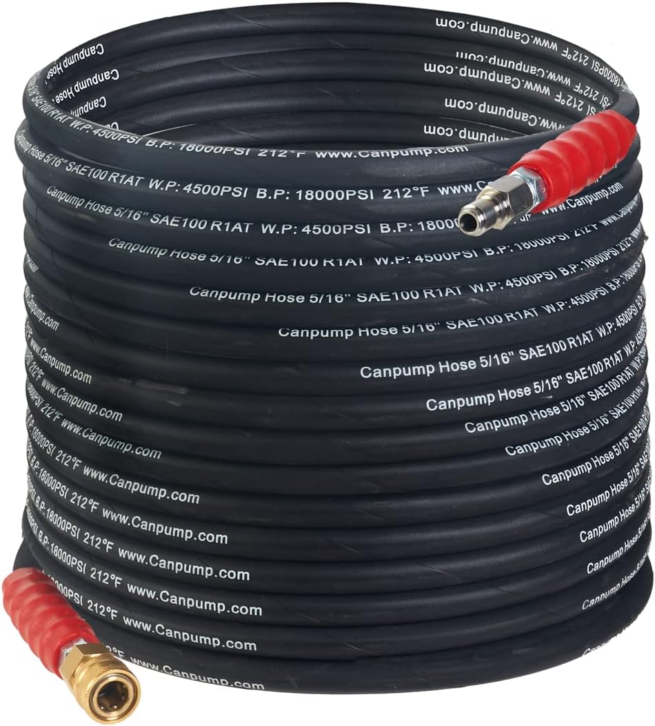 4000 PSI Black Wire Braided Rubber Pressure Washer Hose with Quick Connect Ends T810924