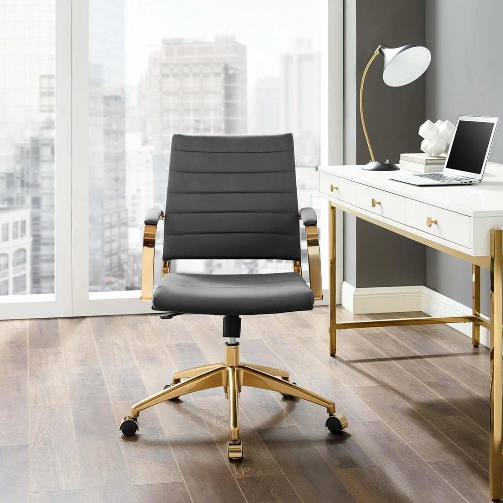 Gray Velvet Swivel Office Chair I287041