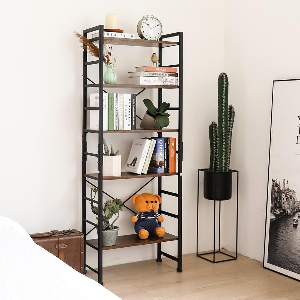 5 Tier Adjustable Metal and Wood Bookshelf H9457