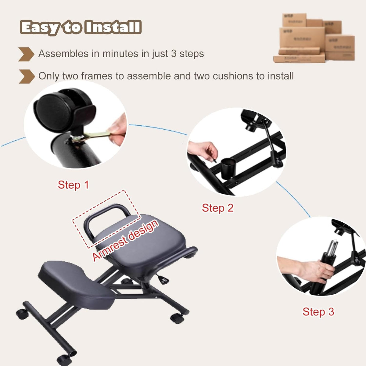 Ergonomic Kneeling Chair with Arm P1344