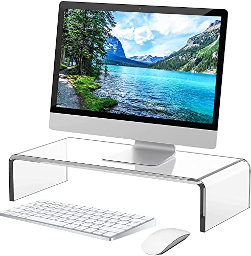 White Clear Acrylic Monitor Stand D18663