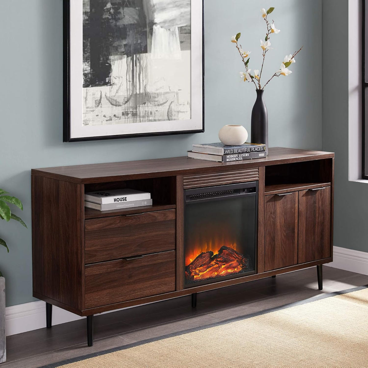 30 Inch Dark Walnut Storage Cabinet V50413