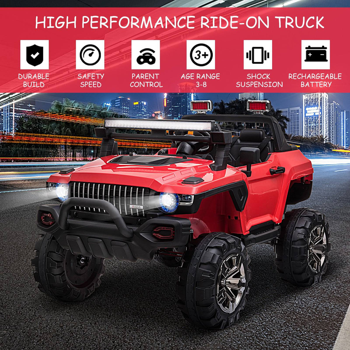 12V Kids Electric 2-Seater Ride on Police Car SUV Truck D571