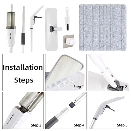 Microfiber Floor Mop with 4 Washable Pads D34240