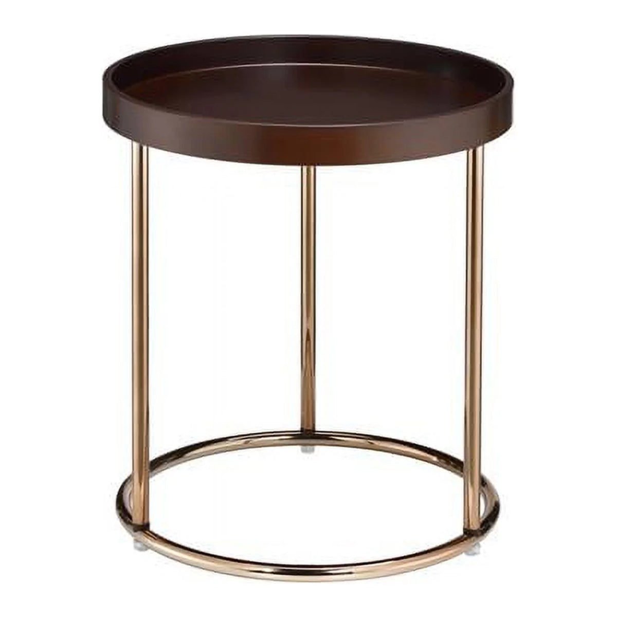 Espresso Mid-Century Side Table with Copper Legs N970584