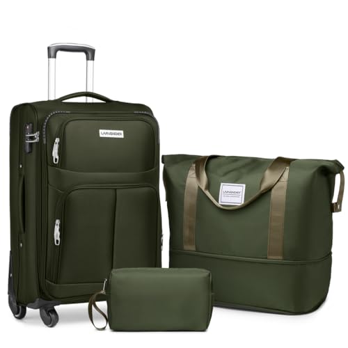 3 Piece Expandable Softside Luggage Set with TSA Lock Spinner Wheels W292765
