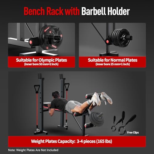 6 in 1 Weight Bench Set with Leg Extension and Preacher Curl F480760