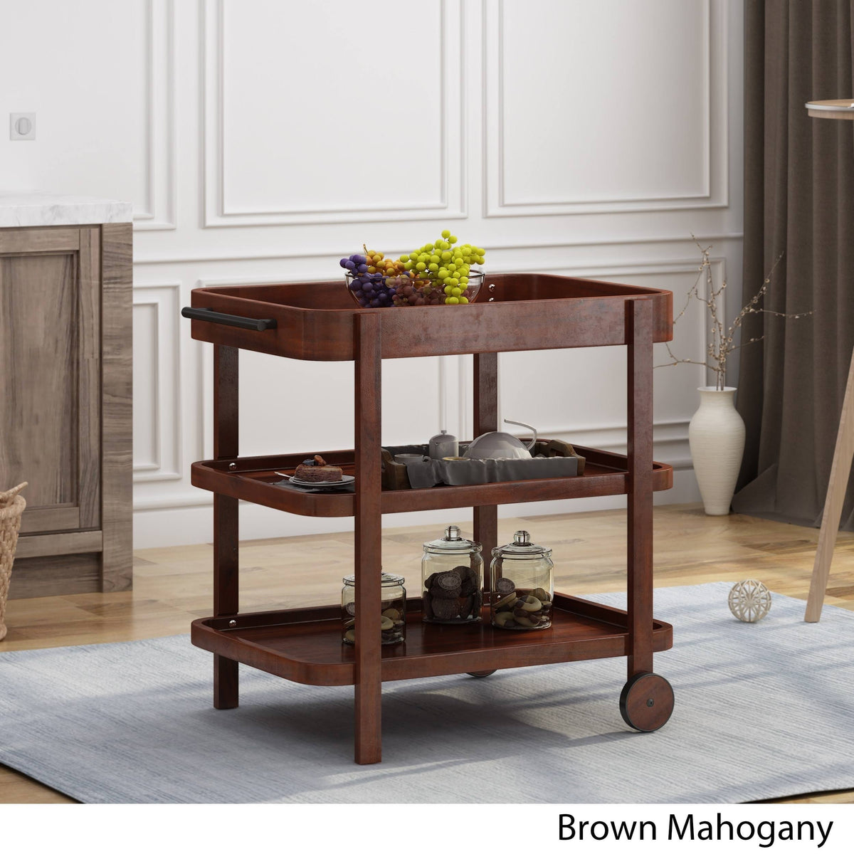 Brown and Mahogany Bar Cart H73701