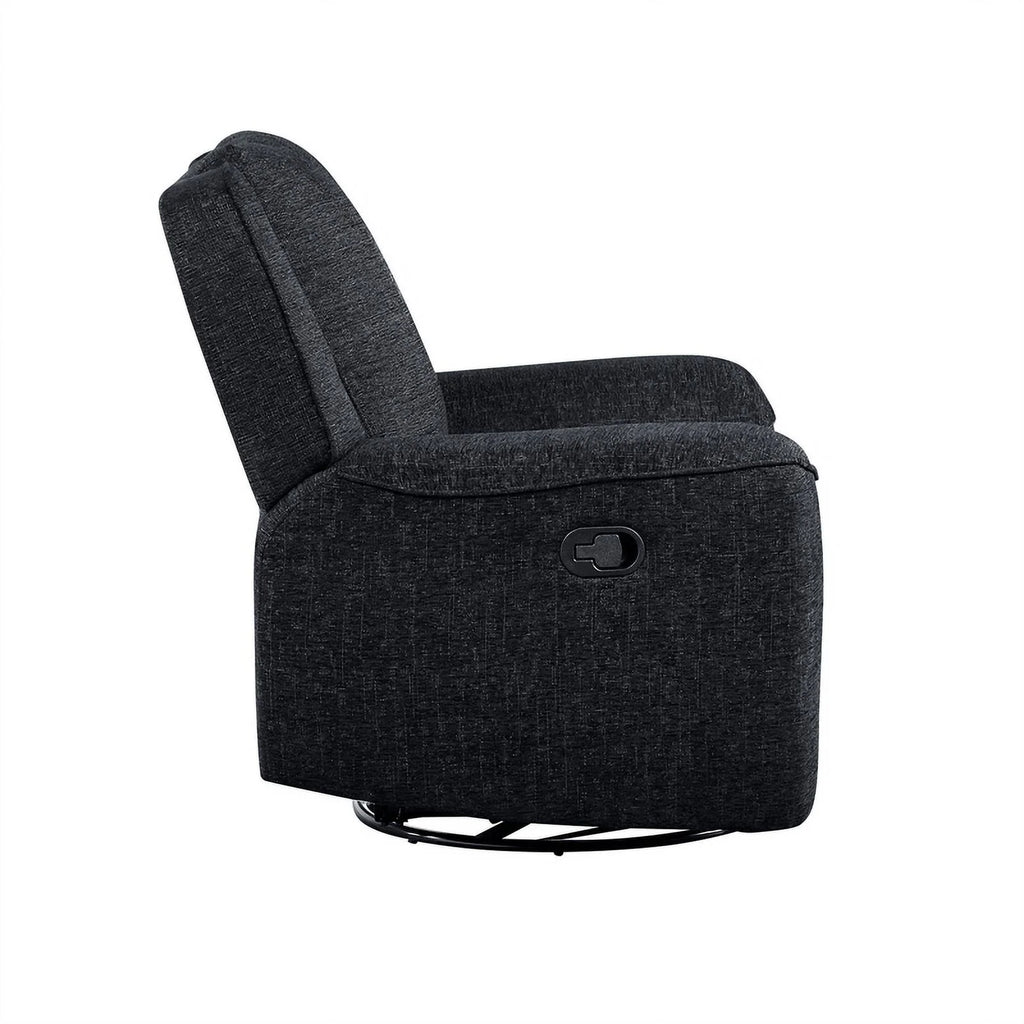 Ebony Chenille Upholstered Swivel Reclining Chair T8774