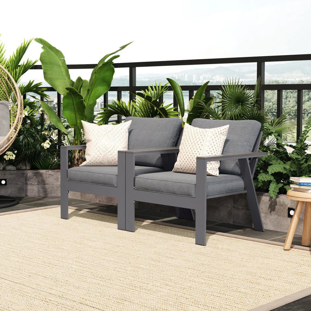 Aluminum Patio Chair Set of 2 Grey K58295