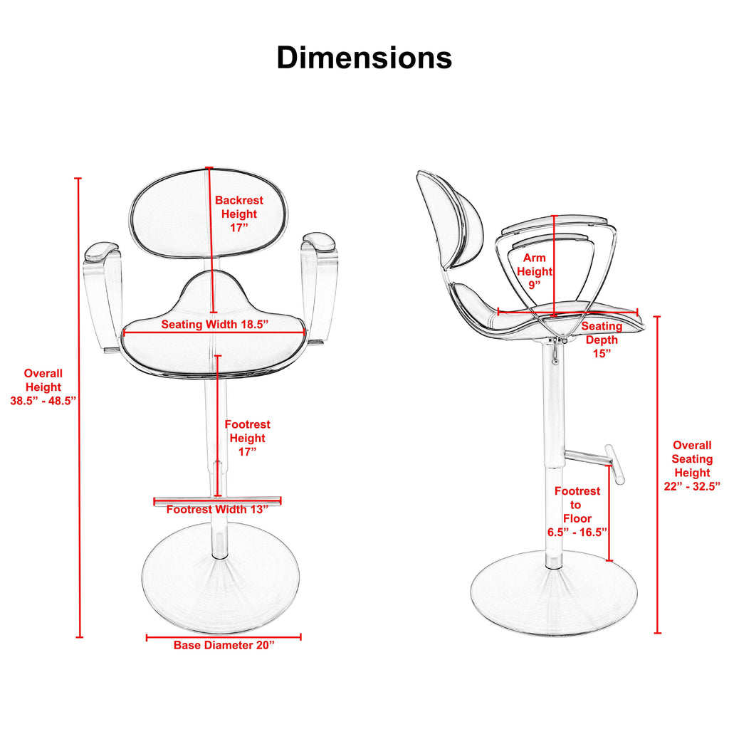 White Adjustable Height Swivel Bar Stool W963