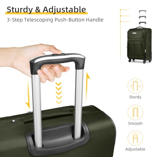 3 Piece Expandable Softside Luggage Set with TSA Lock Spinner Wheels W292765
