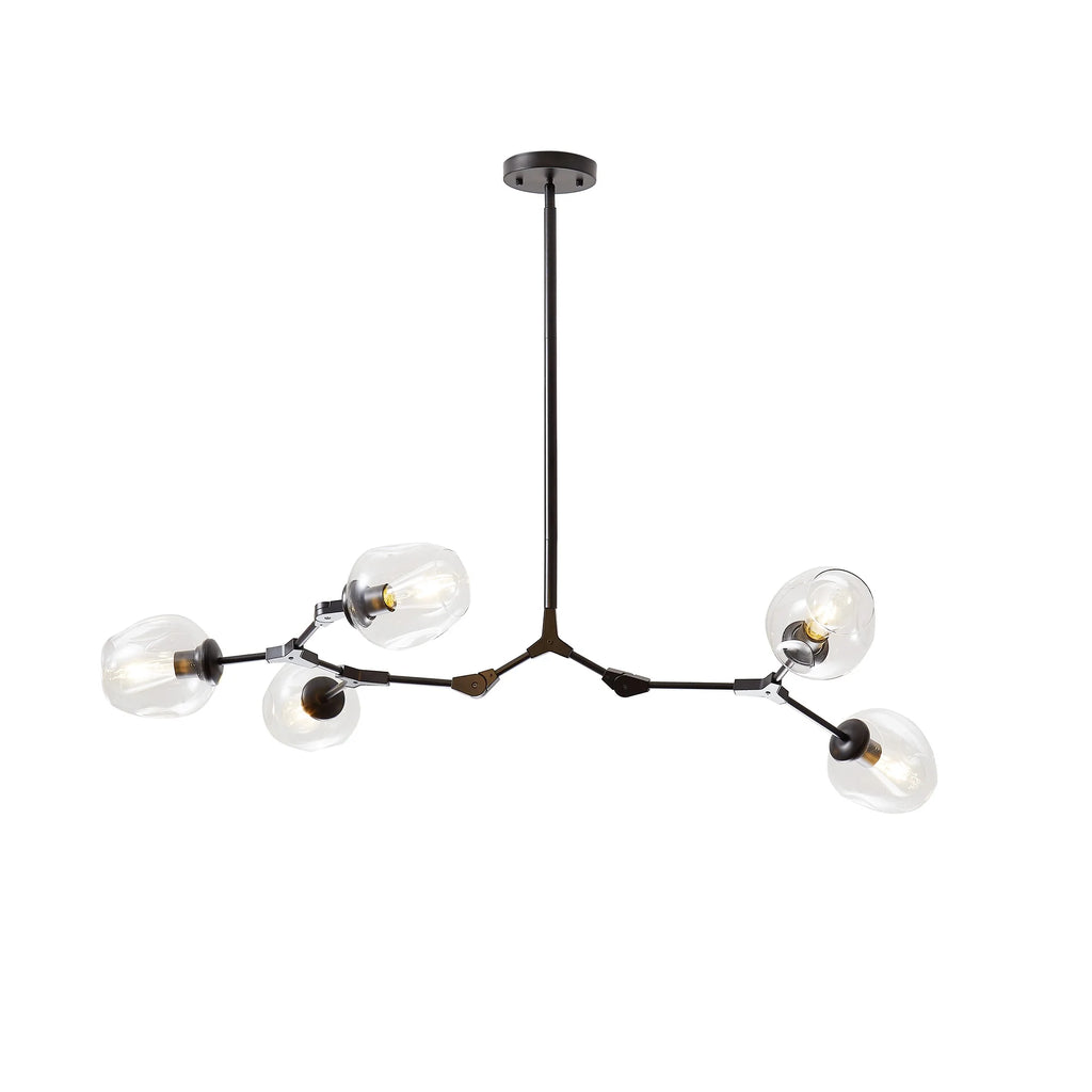 5-Light Clear Glass Linear Chandelier in Black Finish E46462
