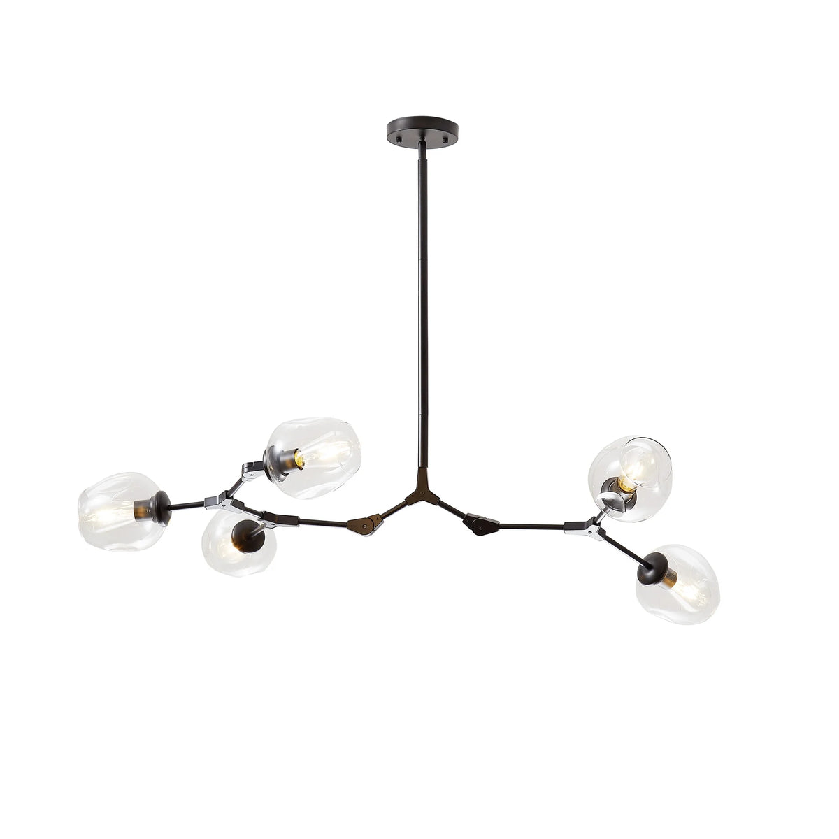 5-Light Clear Glass Linear Chandelier in Black Finish E46462