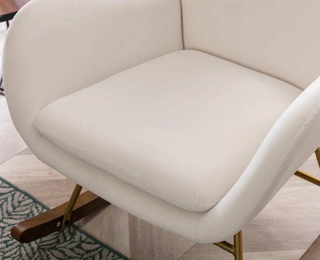 Cream Velvet Wingback Rocking Chair L6308