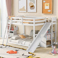 Modern Grey Wood Bunk Bed with Slide and Storage Shelves N894