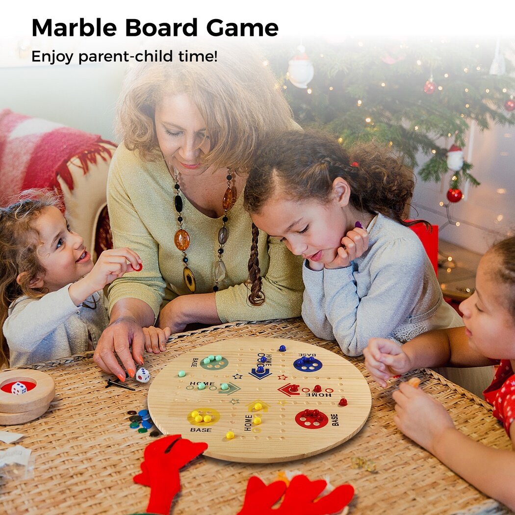 Double-Sided Marble Board Game with 36 Marbles & 8 Dices O359
