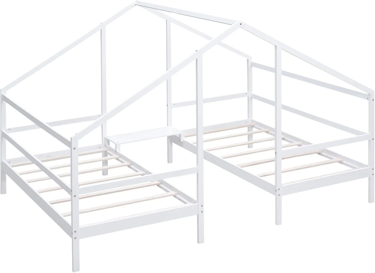 Solid Wood White Kids Bed Frame with Rails P231