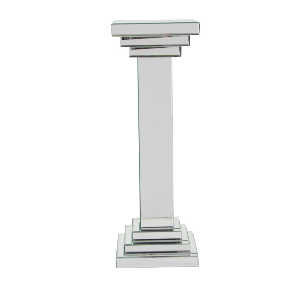 12" x 36" Silver Glass Mirrored Pedestal Table M58606