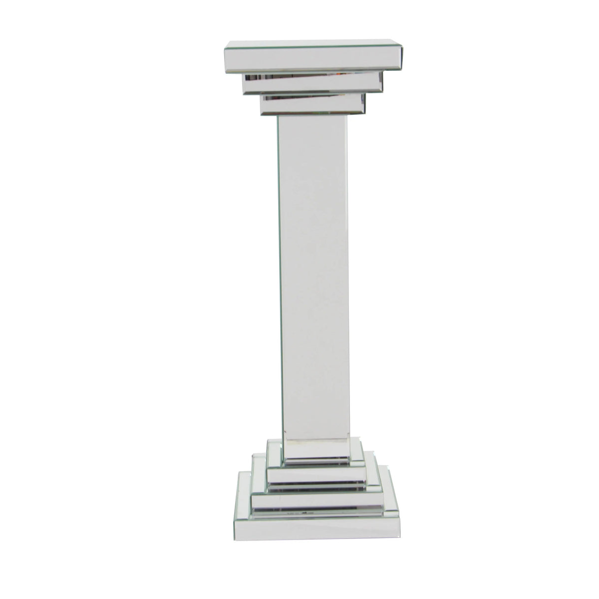 12" x 36" Silver Glass Mirrored Pedestal Table M58606