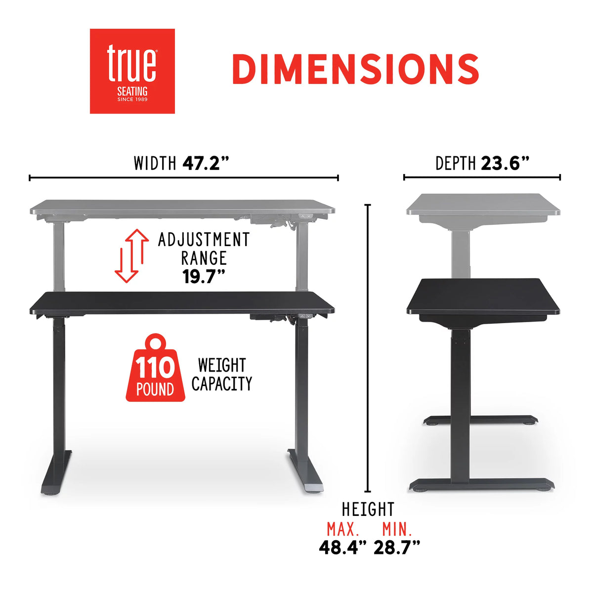 Black Height Adjustable Electric Standing Desk R7450